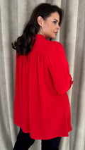 CurveWow Tie Neck Swing Top Red