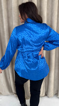 CurveWow Wrap Tie Waist Blouse Blue