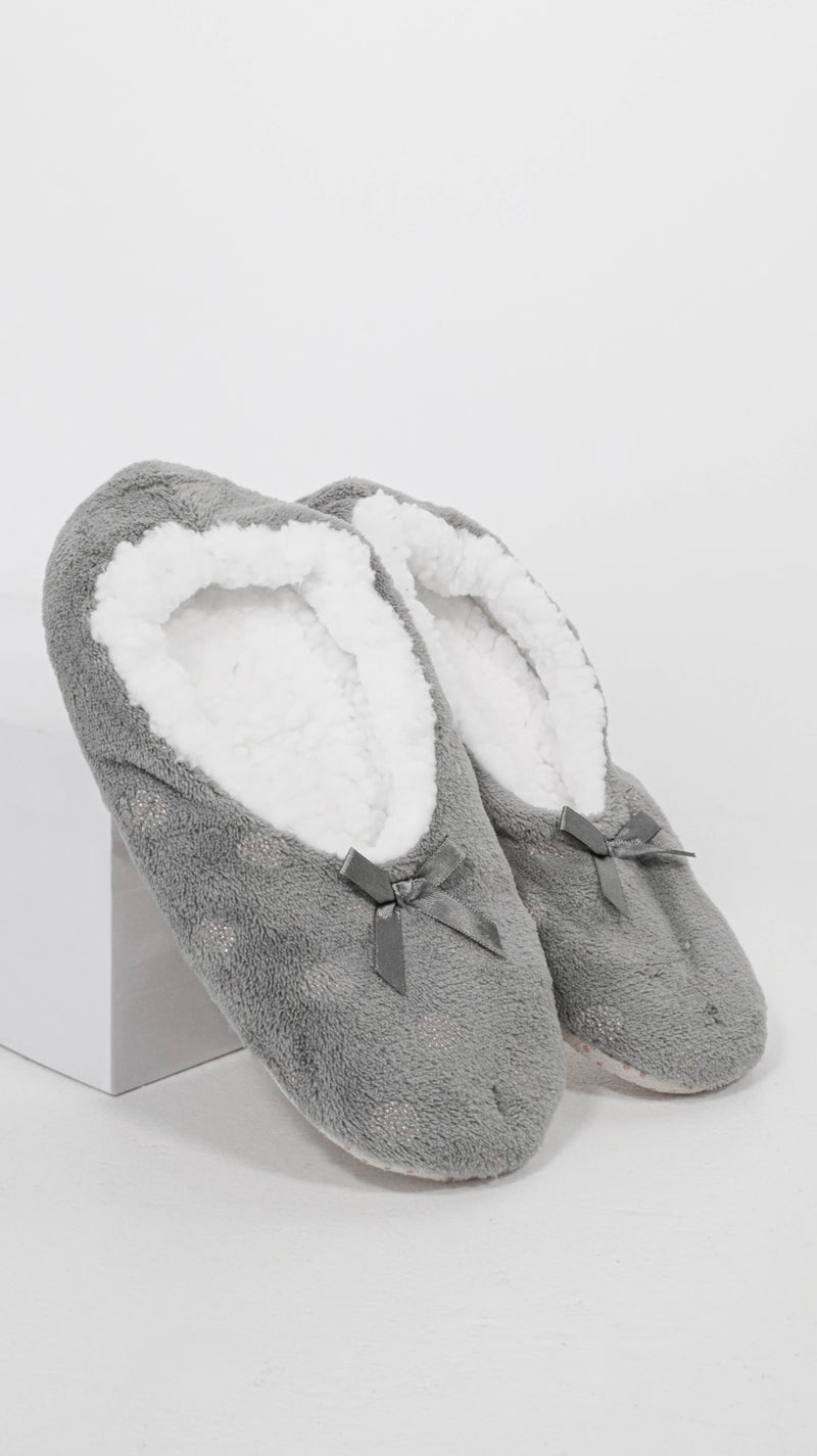 Sherpa Lined Cosy Slipper Socks Grey