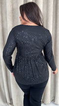 CurveWow Sequin Sweetheart Peplum Top Black