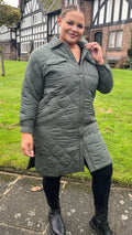 CurveWow Quilted Coat Khaki