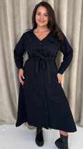 CurveWow Denim Belted Midaxi Shirt Dress Black Wash
