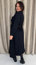 CurveWow Denim Belted Midaxi Shirt Dress Black Wash