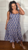 CurveWow Tiered Cami Dress Blue Floral
