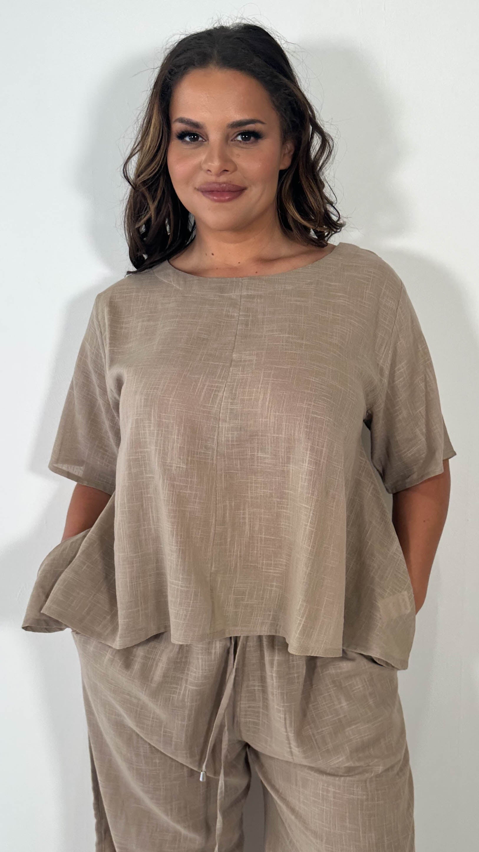 CurveWow Slub Asymmetrical Top Mocha