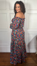 CurveWow Tiered Bardot Maxi Dress Multi Floral