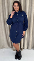 CurveWow Utility Shirt Dress Navy