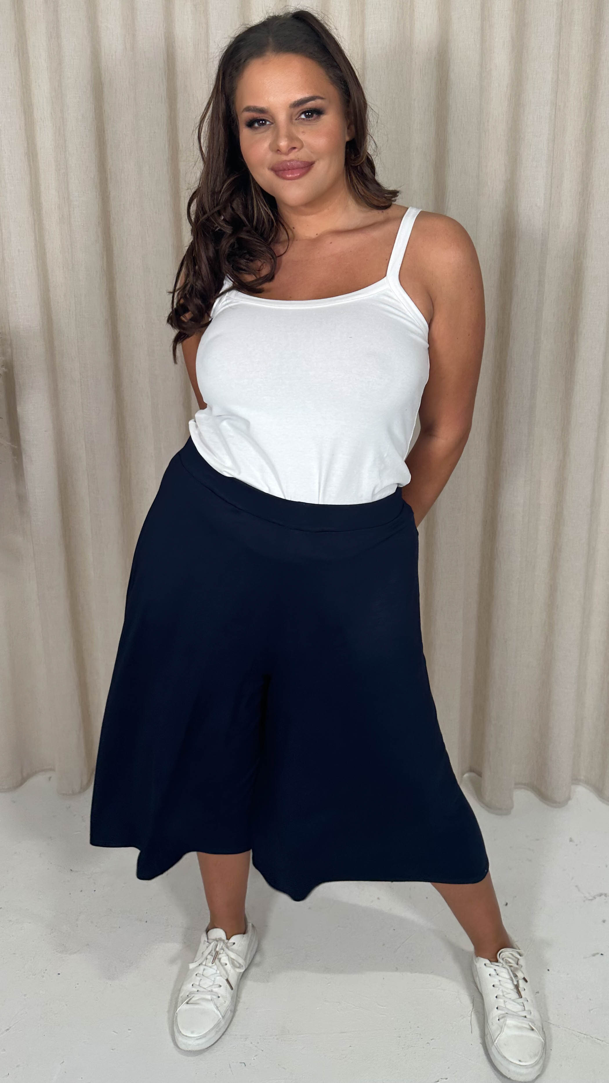 CurveWow Wide Leg Culotte Navy