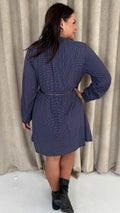 CurveWow Trim Detail Smock Dress Navy Spot