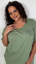 CurveWow Oversized Short Pyjama Set Green Leopard