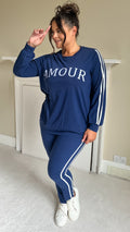 CurveWow 'Amour' Lounge Set Navy