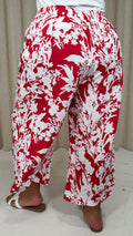 CurveWow Woven Wide Leg Trouser Red Floral