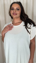 CurveWow Knit Drop Shoulder Maxi T-Shirt Dress Cream