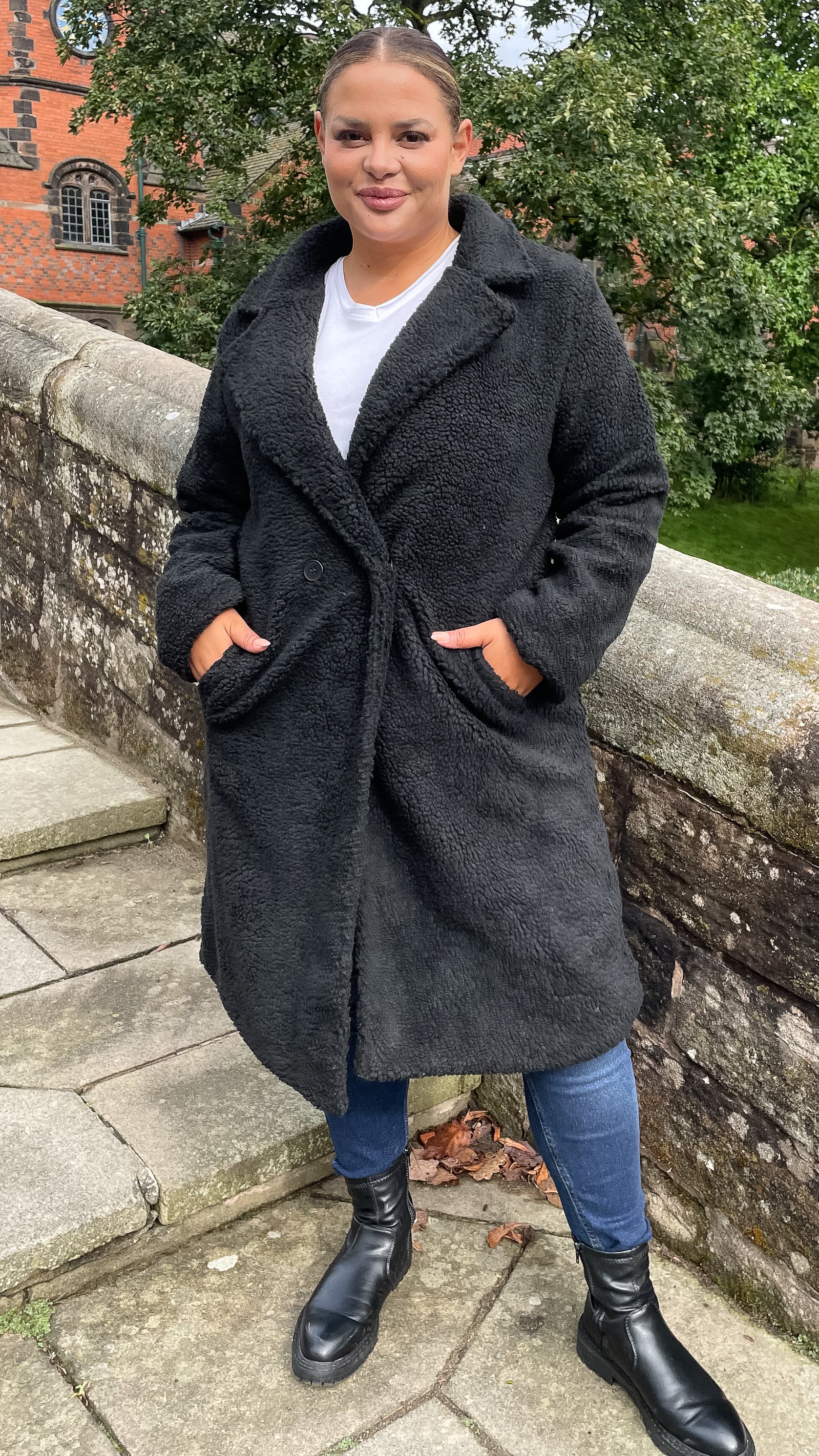 CurveWow Teddy Coat Black