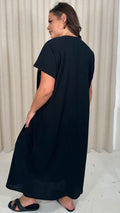 CurveWow Knit Drop Shoulder Maxi Tee Dress Black