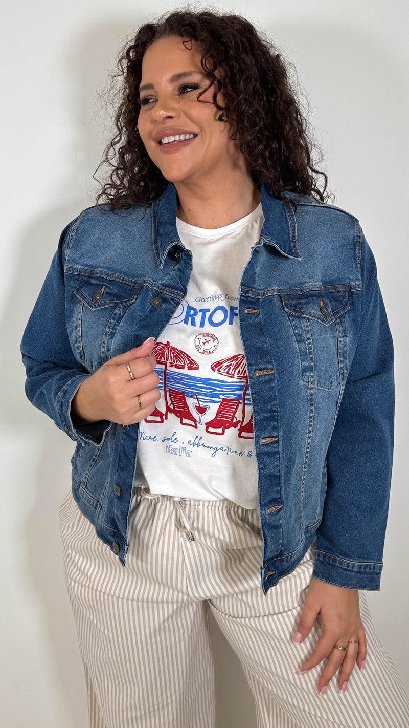 CurveWow Denim Jacket Mid Wash