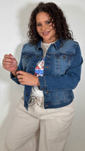CurveWow Denim Jacket Mid Wash