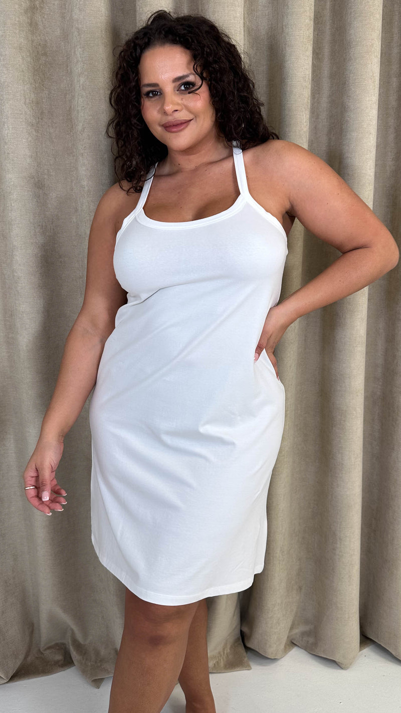 CurveWow Basic Slip Dress White