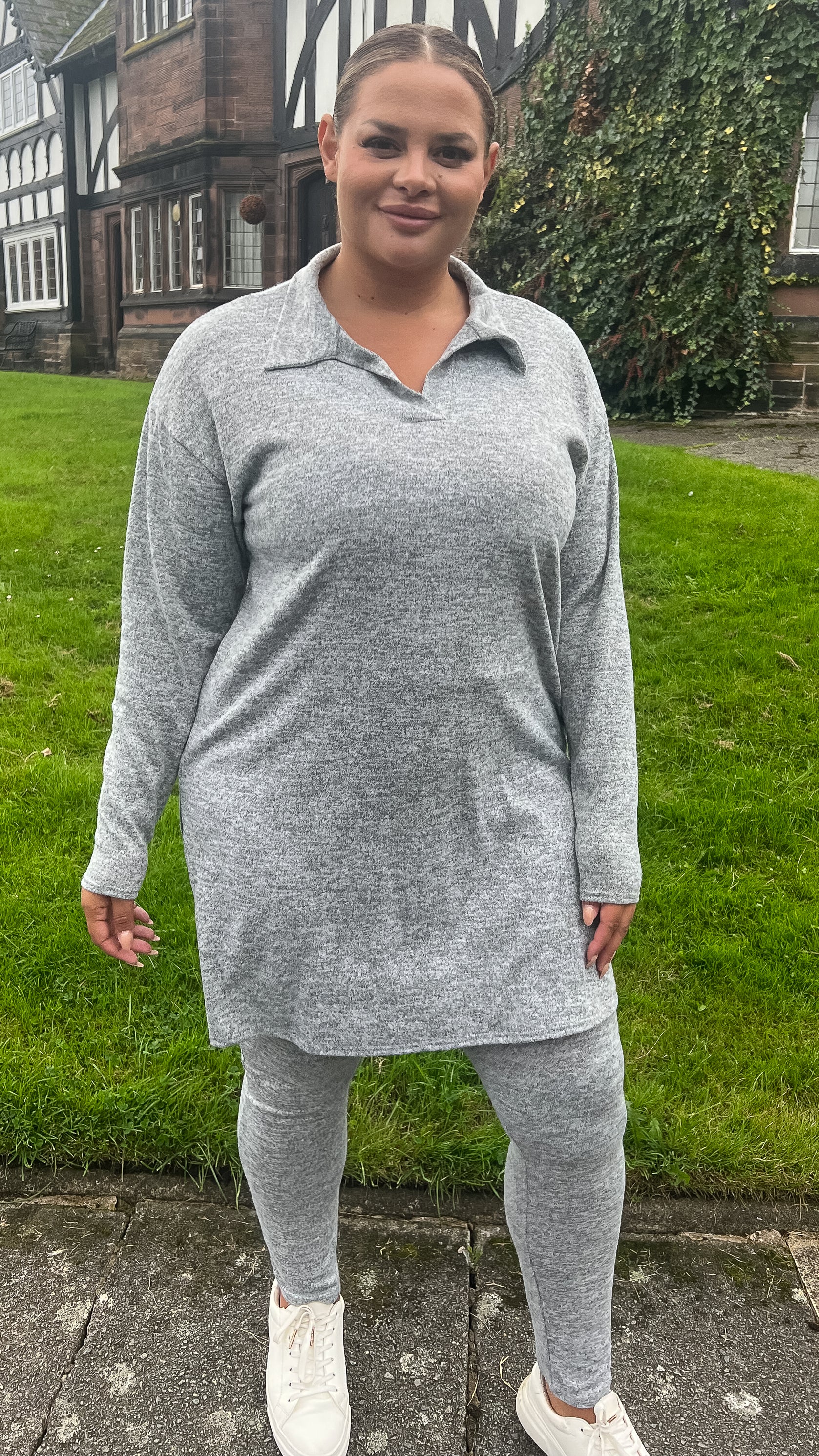CurveWow Collared Tunic Grey Marl