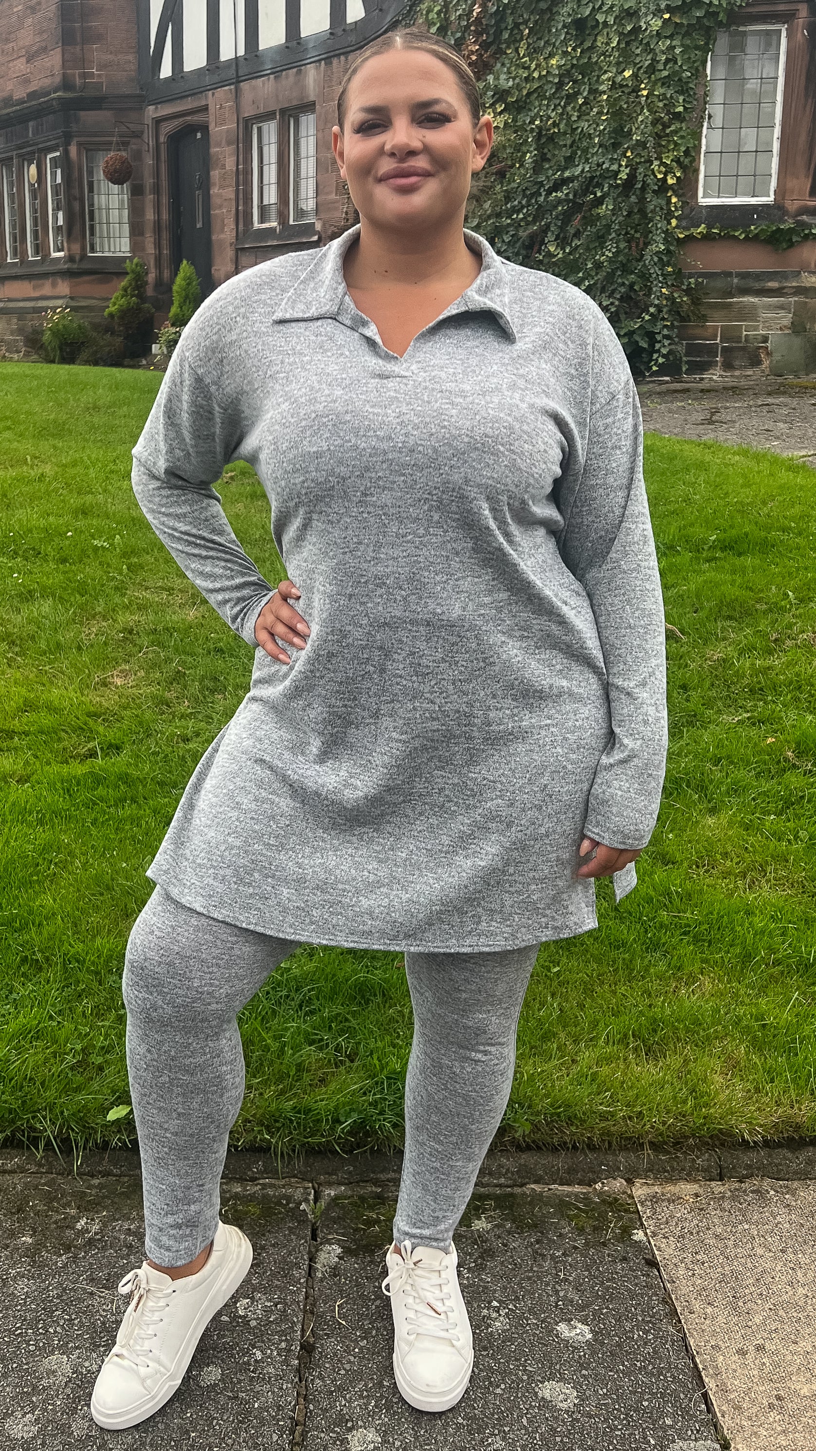 CurveWow Collared Tunic Grey Marl