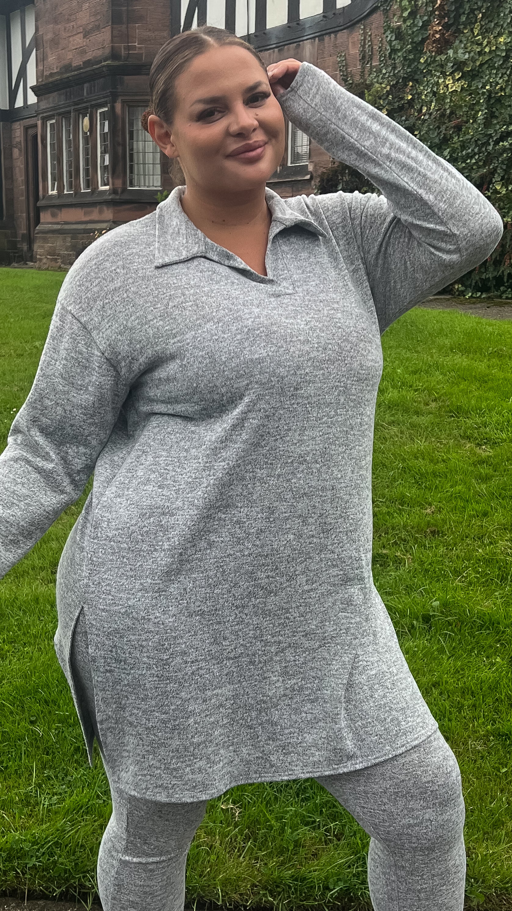 CurveWow Collared Tunic Grey Marl