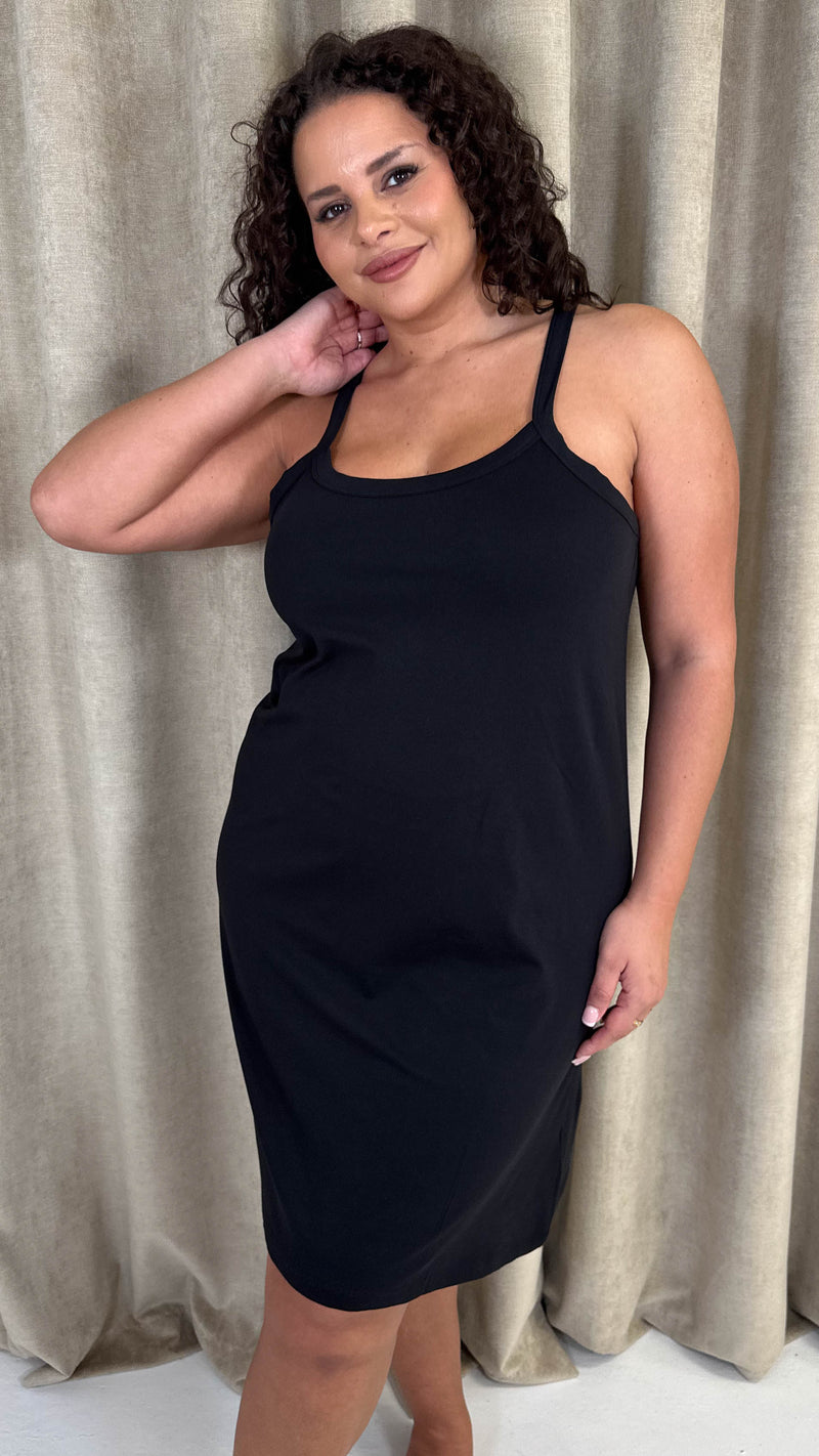 CurveWow Basic Slip Dress Black