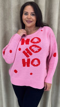 CurveWow Hohoho Christmas Jumper Pink