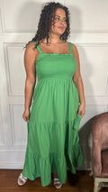 CurveWow Shirred Maxi Dress Green