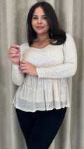 CurveWow Sequin Sweetheart Peplum Top Gold