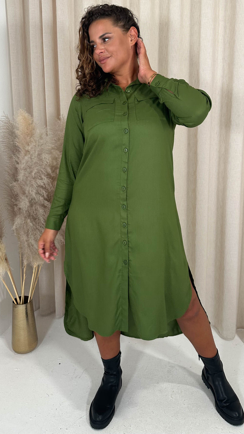 placket shirt dress Rene Button Placket Dress in Sand Italian Broadcloth KAL RIEMAN