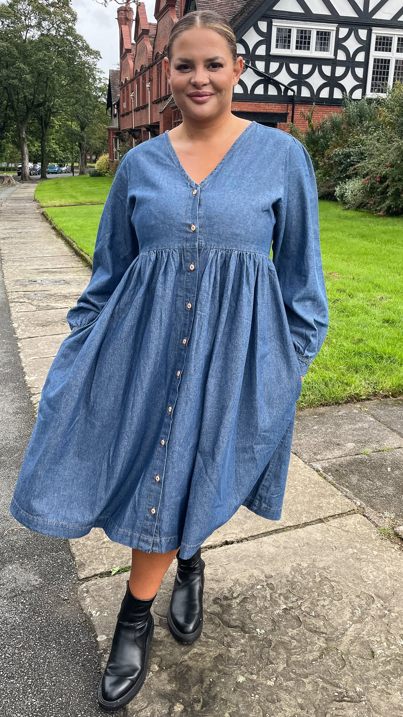 Size Outfit Ideas Puff Sleeve Denim Dress Plus EZAPINE Women's Puff Long Sleeve Denim Dress Ruffle Size Outfit Ideas Puff Sleeve Denim Dress Plus EZAPINE Women's Puff Long Sleeve Denim Dress Ruffle