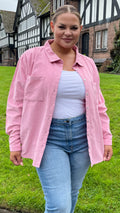 CurveWow Cord Shirt Pink