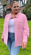 CurveWow Cord Shirt Pink
