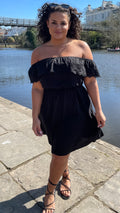 Curvewow Lace Trim Bardot Dress Black
