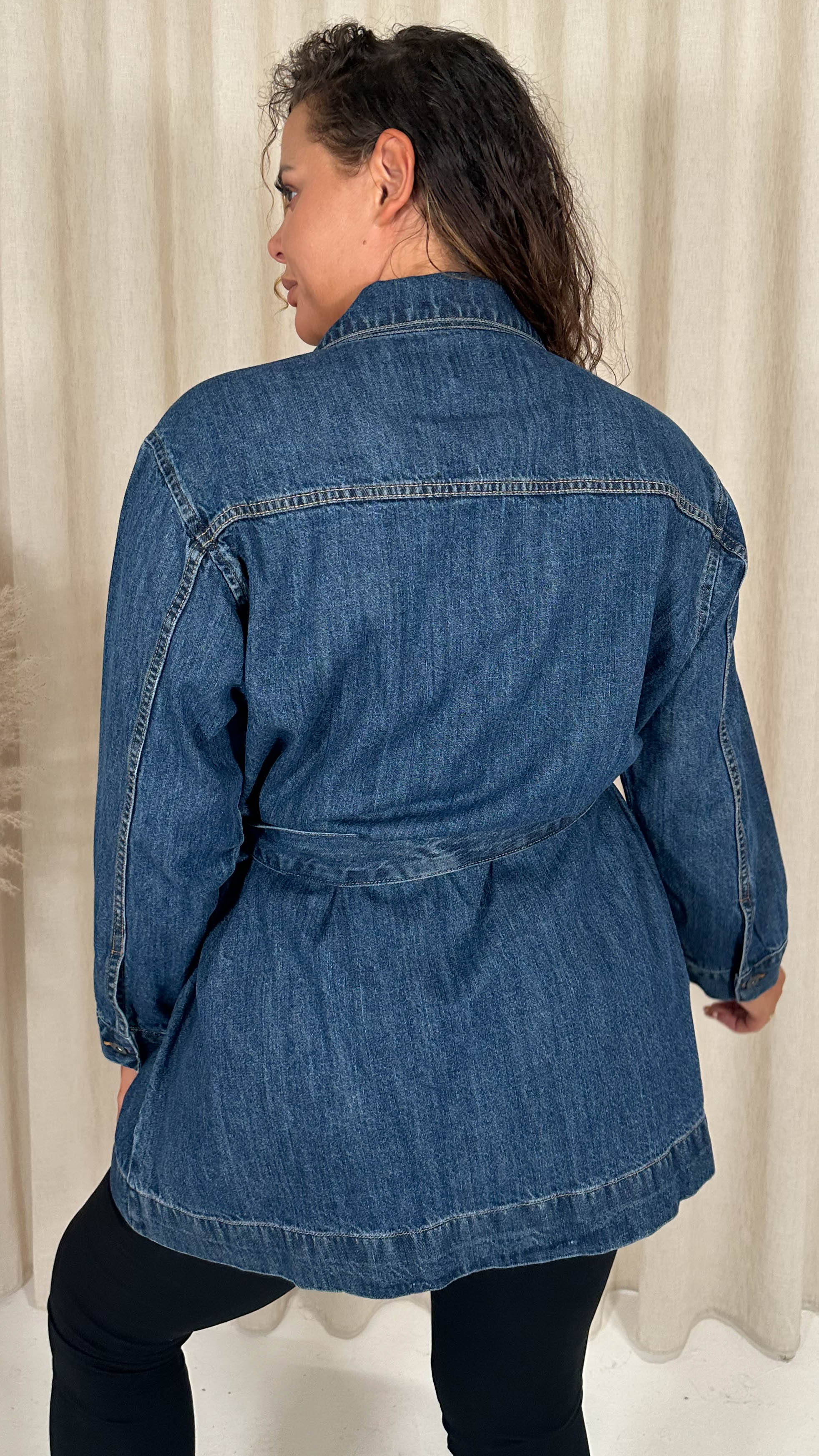 CurveWow Denim Belt Jacket Indigo Blue