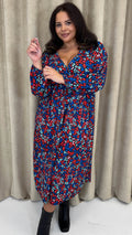 CurveWow Wrap Balloon Sleeve Midaxi Dress Leopard