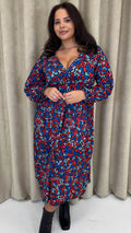 CurveWow Wrap Balloon Sleeve Midaxi Dress Leopard
