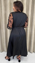 CurveWow Mesh Detail Wrap Midaxi Dress Black