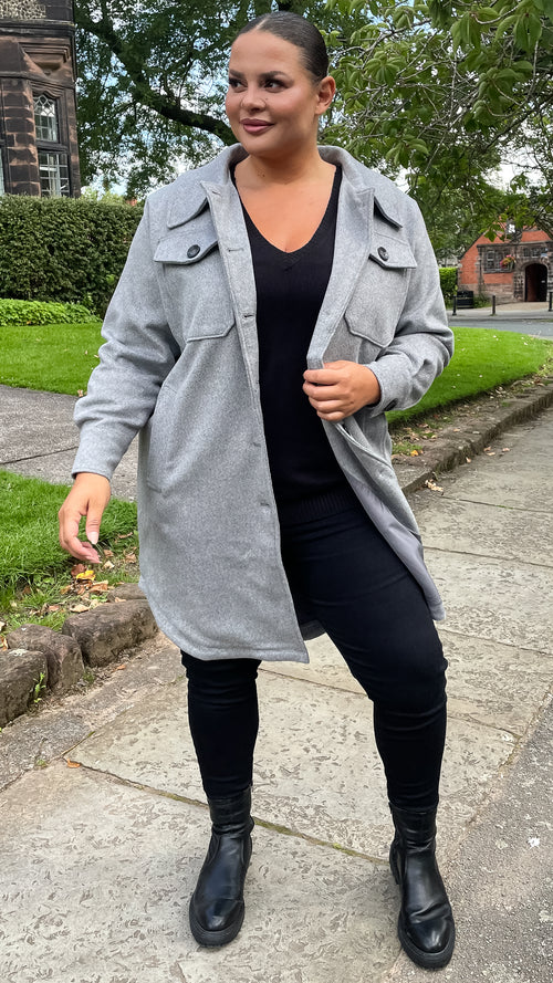 CurveWow Shacket Grey