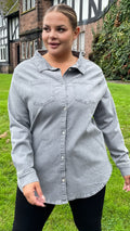 CurveWow Denim Oversized Shirt Charcoal Grey