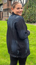 CurveWow Distressed Oversized Denim Jacket Black Wash