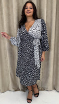 CurveWow Splice Wrap Midi Dress Mono