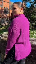 CurveWow Zip Collar Knitted Jumper Purple