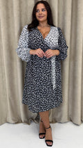 CurveWow Splice Wrap Midi Dress Mono