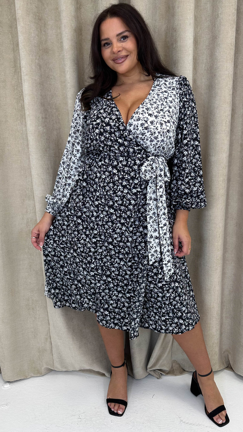 CurveWow Splice Wrap Midi Dress Mono