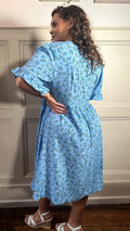 CurveWow Button Through Dress Light Blue Floral