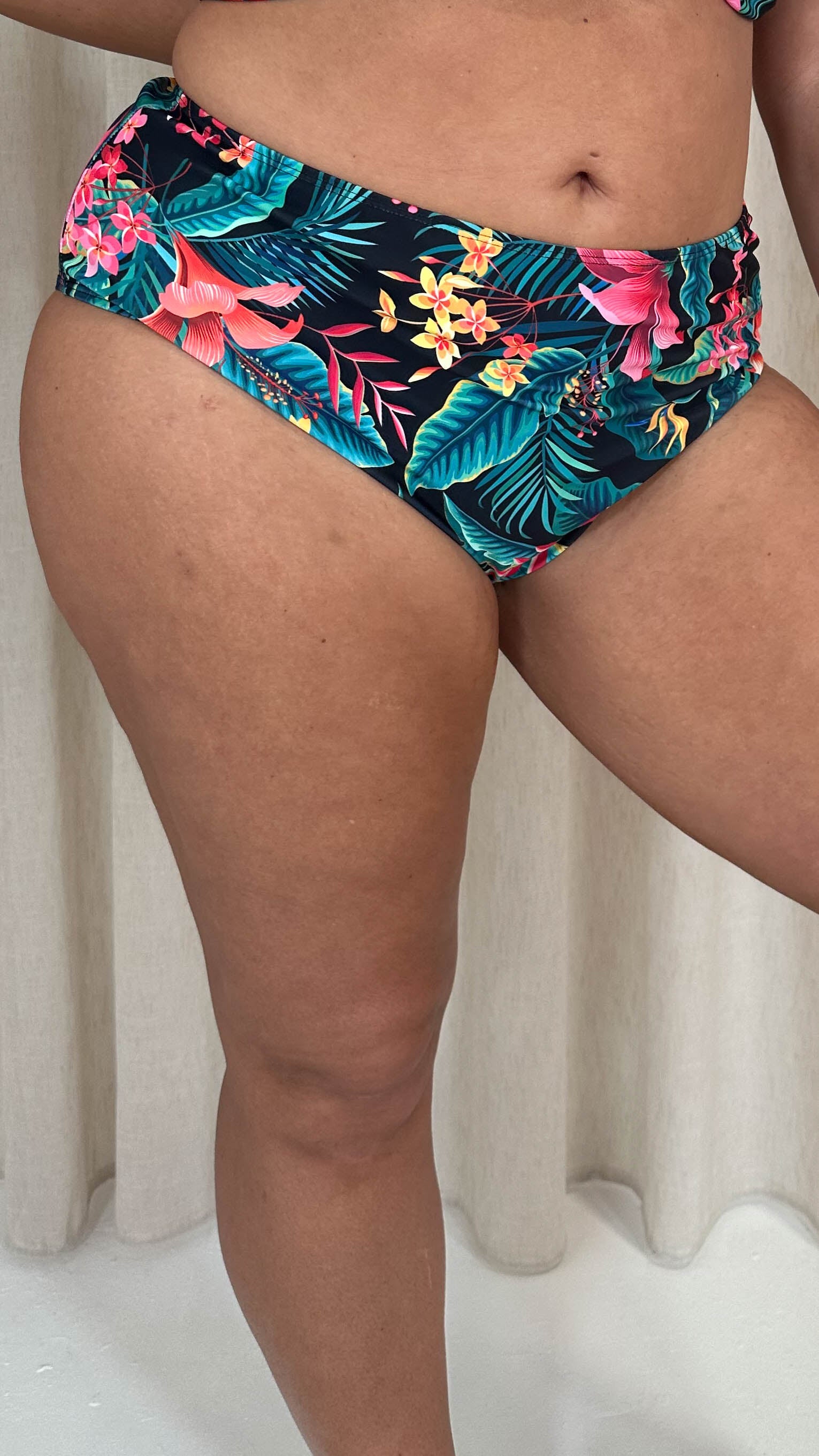 CurveWow Swim Brief Black Floral