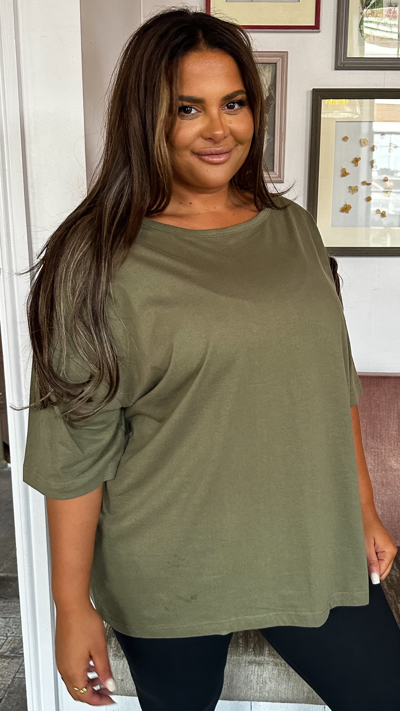 CurveWow Oversized Basic T-Shirt Khaki