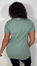 CurveWow Basic V Neck T-Shirt Sage Green