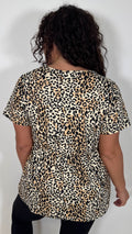 CurveWow Cotton Tie Front Peplum Top Leopard